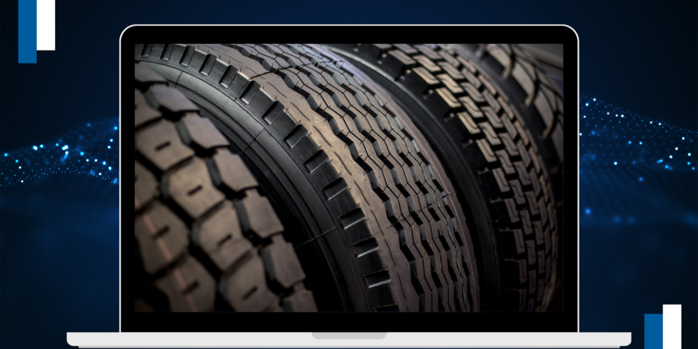 Laptop showing a webinar about tire programs